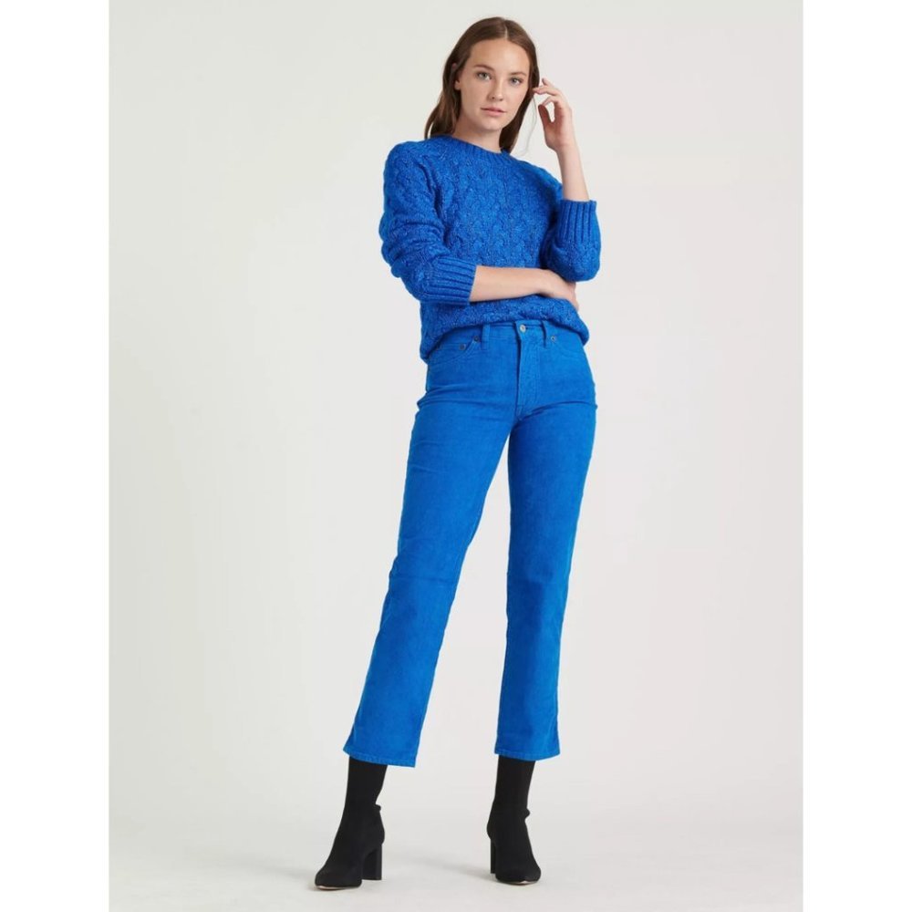 NEW Lucky Brand Blue Corduroy Straight Crop Jeans - Picture 4 of 9